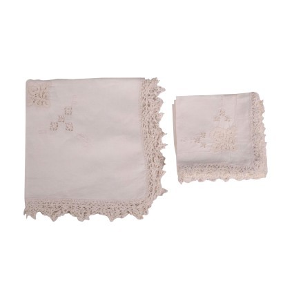 Mantel individual de lino con 12 servilletas