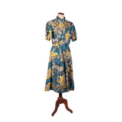 Robe D'Été Vintage à Motif Floral Coton Italie Années 1960
