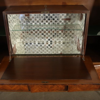 Cupboard Mahogany Veneer Glass Italy 1950s-1960s