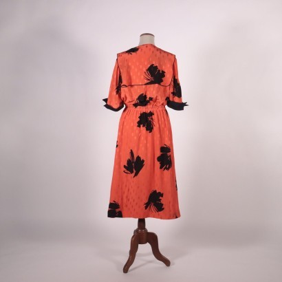 Vintage Coral Dress Silk Italy 1970s-1980s