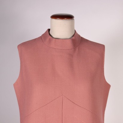 Vintage Antique Rrose Sleeveless Dress Wool Italy 1970s