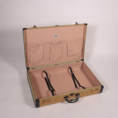 Vintage Suitcase Cardboard Leather Canvas Italy 1920s-1930s