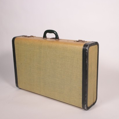 Vintage Suitcase Cardboard Leather Canvas Italy 1920s-1930s