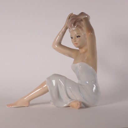 Female Figure By Rozan Ceramic Turin Italy 1950s