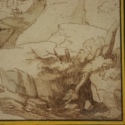 Nordeuropäische Landschaft Tinte und Aquarell auf Papier XVII Jhd