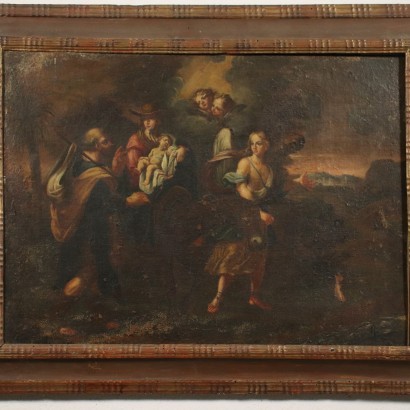 The Flight Into Egypt Oil On Canvas 18th Century