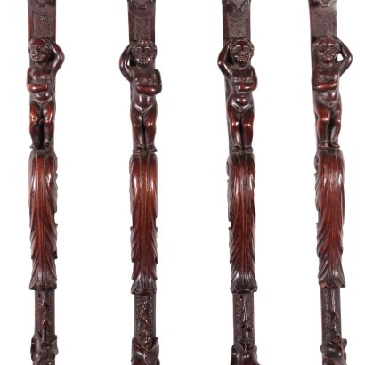 Goup of 4 Carved Wood Pilasters Italy 18th Century