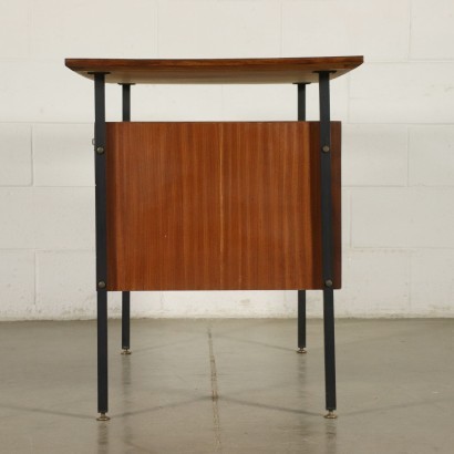 Desk Mahogany Veneer Formica Enamelled Metal Italy 1960s