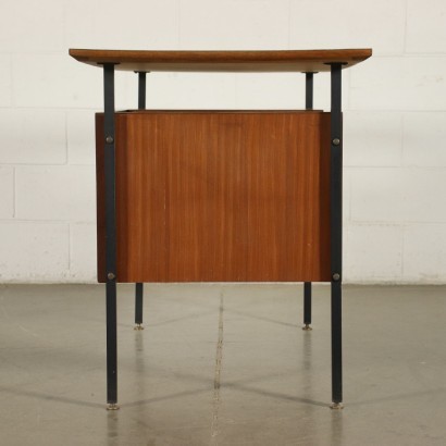 Desk Mahogany Veneer Formica Enamelled Metal Italy 1960s