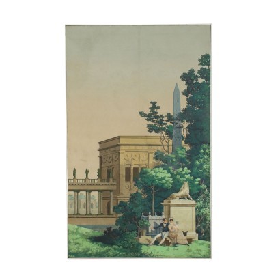 arte, arte italiano, pintura italiana del siglo XIX, Vista de un jardín con figuras