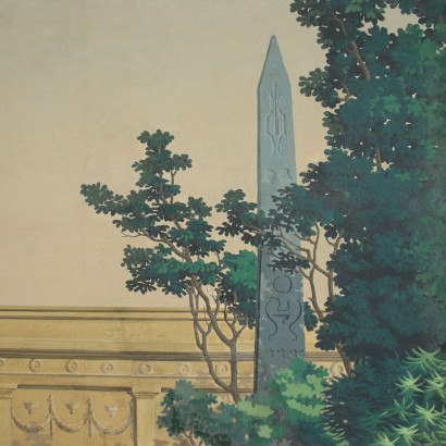 arte, arte italiano, pintura italiana del siglo XIX, Vista de un jardín con figuras