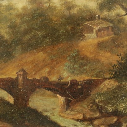 Hilly Landscape Oil on Canvas 19th Century
