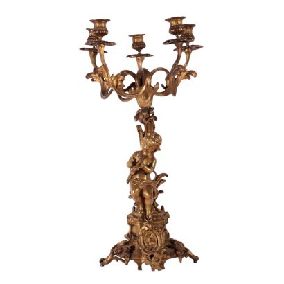 Candélabre Bronze Doré Italie Fin du XIX-Début du XX Siècle