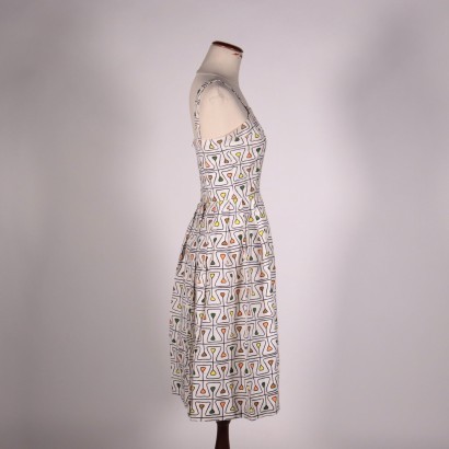 Vintage Dress with Geometrical Print Cotton Italy 1960s
