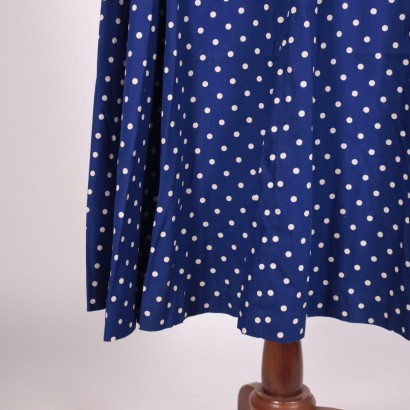 Vintage Blue Dress With Polka Dots Cotton Italy