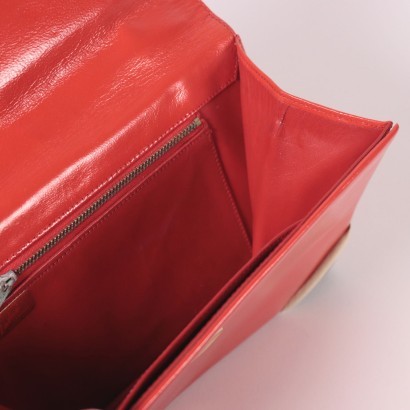 Vintage Red Leather Handbag Italy 1960s-1970s