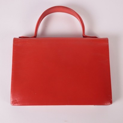 Vintage Red Leather Handbag Italy 1960s-1970s