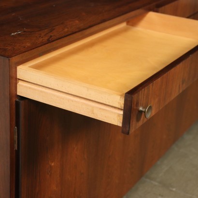 Hanging sideboard with hinged doors and drawers, rosewood veneer.