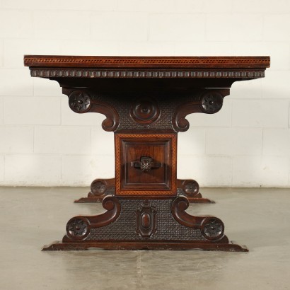 Neo-Renaissance Revival Table Walnut Italy 20th Century