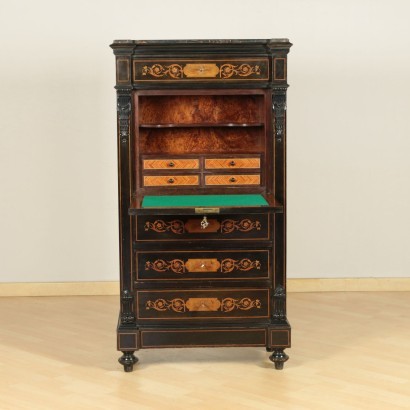 French Secretaire Sessile Oak Black Marble France 19th-20th Century