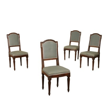 Group Of 4 Neo-Classical Chairs Walnut Italy 18th Century