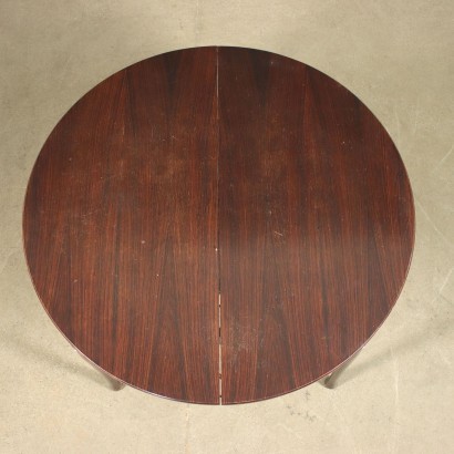 Tavolo Anni 60. Tavolo allungabile, legno impiallacciato Palissandro.