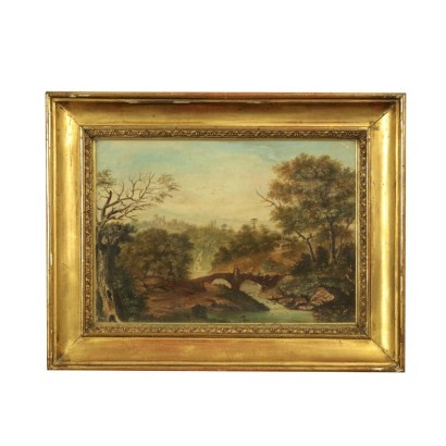 Hilly Landscape Oil on Canvas 19th Century