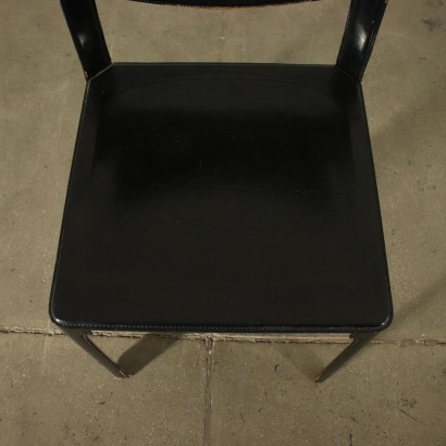 Group Of Six Tito Agnoli Chairs Metal Leather 1980s