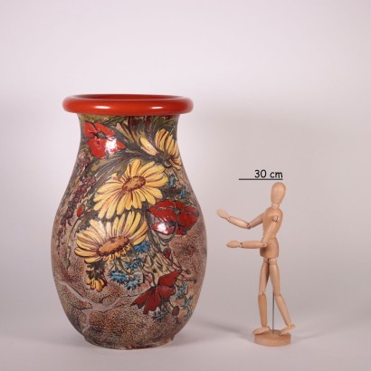 Ceramic Vase By V. Mazzotti Italy 1970s Albisola Manufacture