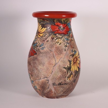 Vase V. Mazzotti, Keramik, Italien, 1970er.