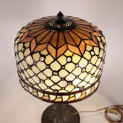 Lamp Tiffany Style Bronze Glass Italy 20th Century