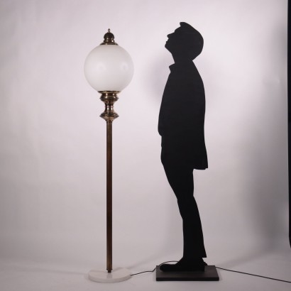 Lámpara de pie, latón, vidrio, mármol., Lámpara de los años 50-60