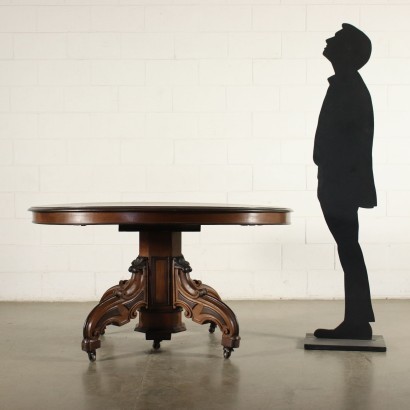 antiguo, mesa, mesa antigua, mesa antigua, mesa italiana antigua, mesa antigua, mesa neoclásica, mesa del siglo XIX, mesa extensible Umbertino