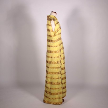Vintage Long Yellow and Gold Dress 1970s