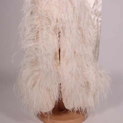 Vintage Silk Dress With Feathers Italy 1970s