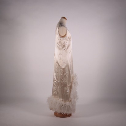Vintage Silk Dress With Feathers Italy 1970s