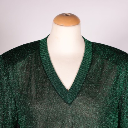 Vintage Green Lurex Shirt Italy 1980s