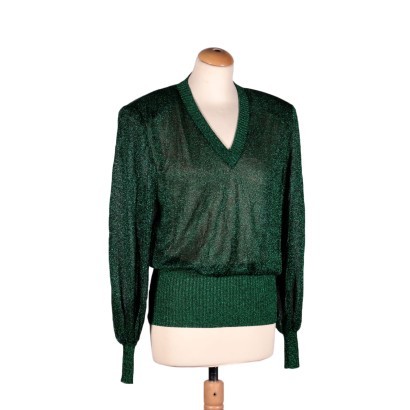 Vintage Green Lurex Shirt Italy 1980s