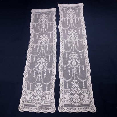Pair of Filet Curtains Cotton Italy 20th Century