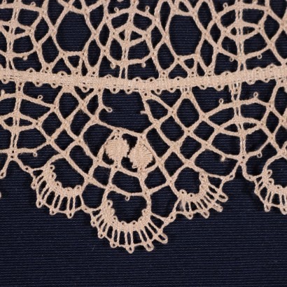 Pair Of Bobin Made Beige Doilies Cotton Italy 20th Century