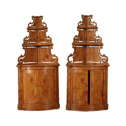 Pair of Louis Philippe Corner Cabinets Cherry Italy 19th Century