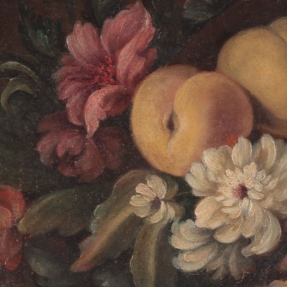 Pair of Still Lives With Flowers and Fruit Italian School 19th Century