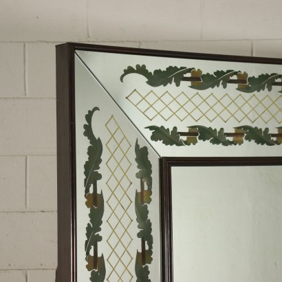 Mirror Wood Mirror Opaline Glass Italy 1940s 1950s