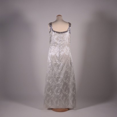 Vintage White Dress With Sequins and Beads Silk