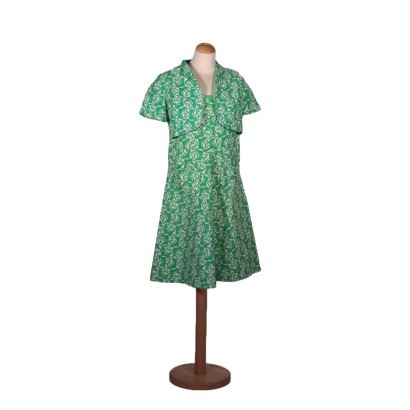 Vintage Green Dress With Wrap Cotton 1960s-1970s