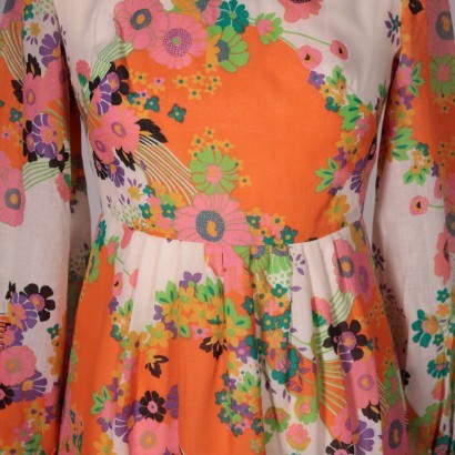 1970s Vintage Floral Cotton Dress Italy