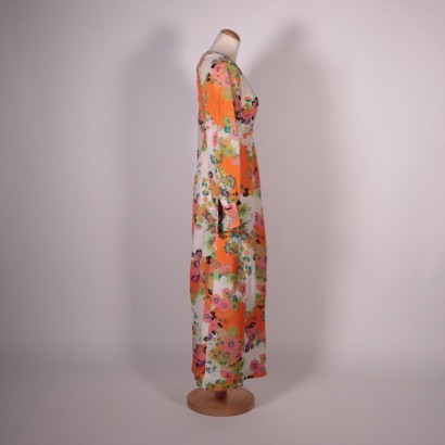 1970s Vintage Floral Cotton Dress Italy