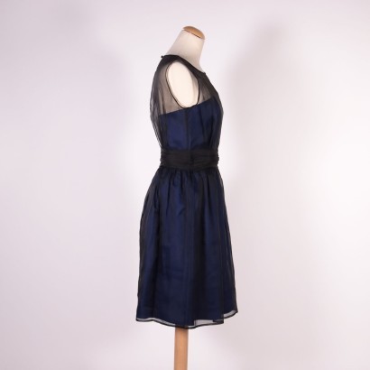 Blue and Black French Connection Dress Cotton Silk London England