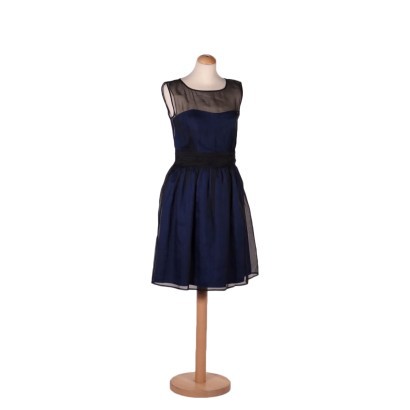 conexión francesa, vestido, moda, moda sostenible, segunda mano, Vestido azul y negro Conexión francesa
