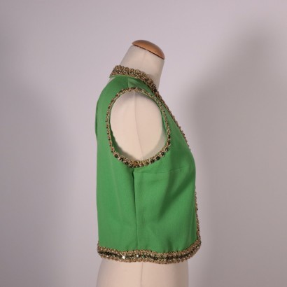 Vintage Green Waistcoat Italy 1970s